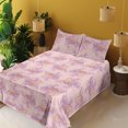 thumbnail image 2 of Ambesonne Abstract Floral Design Fitted & Flat Sheet with Shams 4 Pcs Set, Flowers Boho, King, Rose Lavender Pastel Pink, 2 of 5