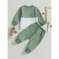 thumbnail image 4 of Wassery Toddler Boys Fall Winter Clothes Long Sleeve Crew Neck Contrast Color Sweatshirt Pullover Top Elastic Waist Sweatpants 2Pcs 6M 12M 18M 2T 3T Infant Baby Boys Pants Sets, 4 of 9