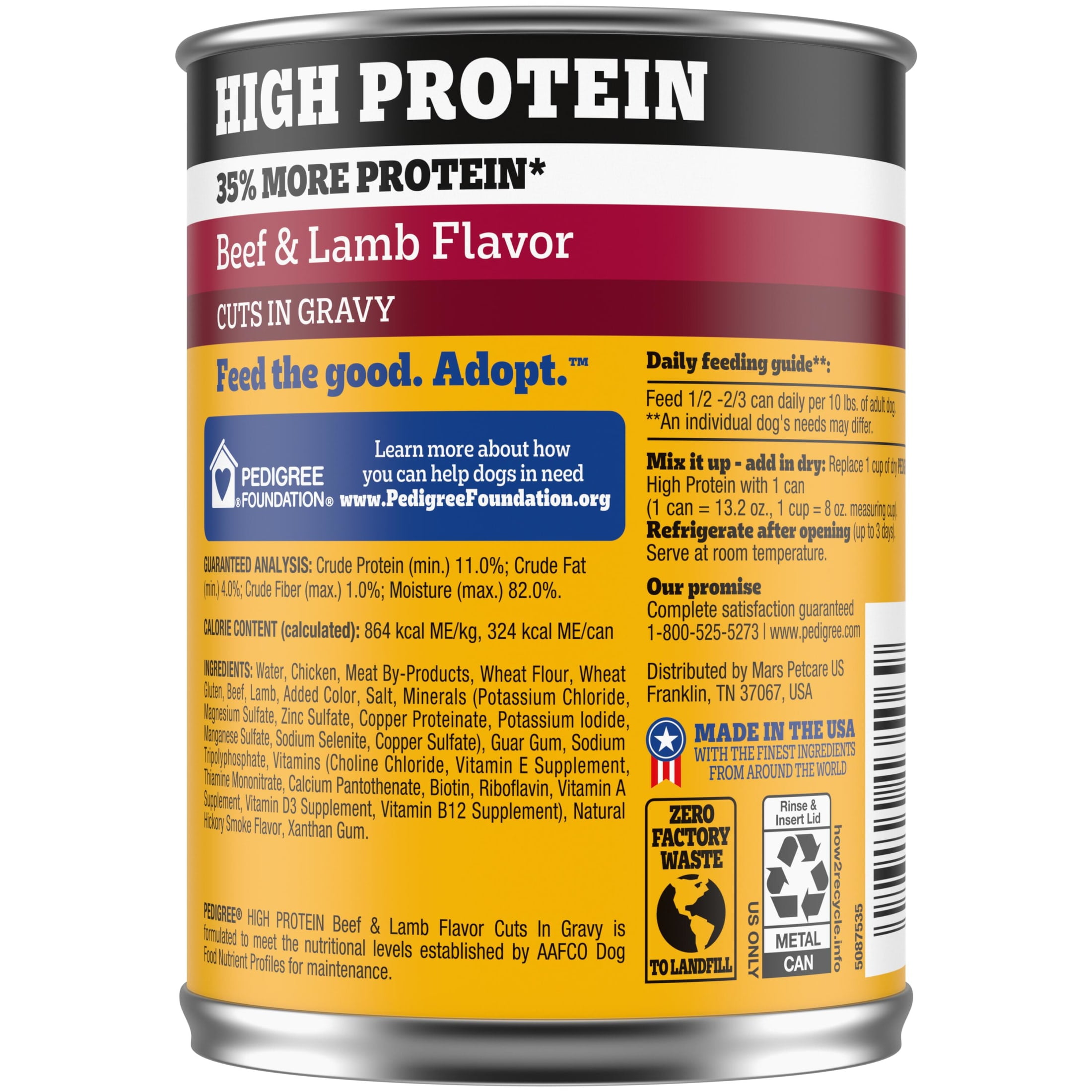 Pedigree High Protein Beef & Lamb flavor In Gravy Adult Soft Wet Dog Food, (12) 13.2 oz Cans