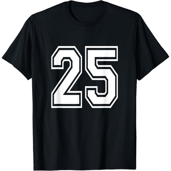 Playful Comfort Tee - Number 25 T-Shirt Birthday Varsity Sports Team Jersey T-Shirt