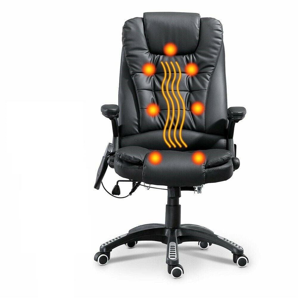 High-Back Office Massage Chair - PU Leather Ergonomic Heated Vibrating
