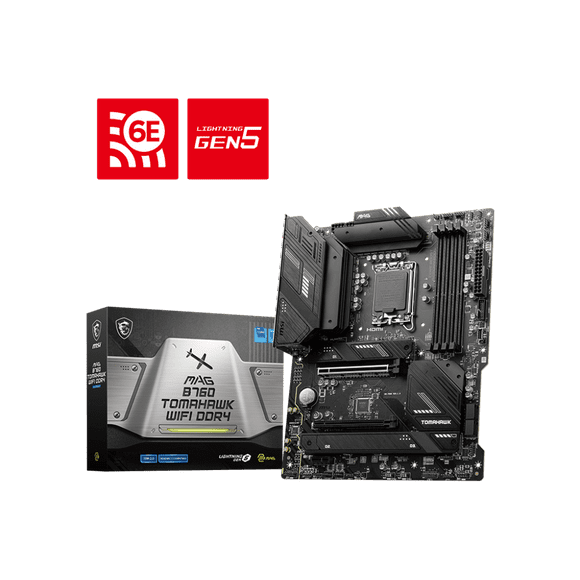 MSI INTEL ATX Gaming Motherboard, MAG B760 Tomahawk WiFi DDR4, LGA 1700, DDR4, Wi-Fi 6E