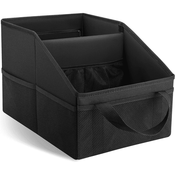 Car Seat & Floor Organizer with Dividers, Handles and Multiple Mesh Pockets, Front & Back Seat Caddy