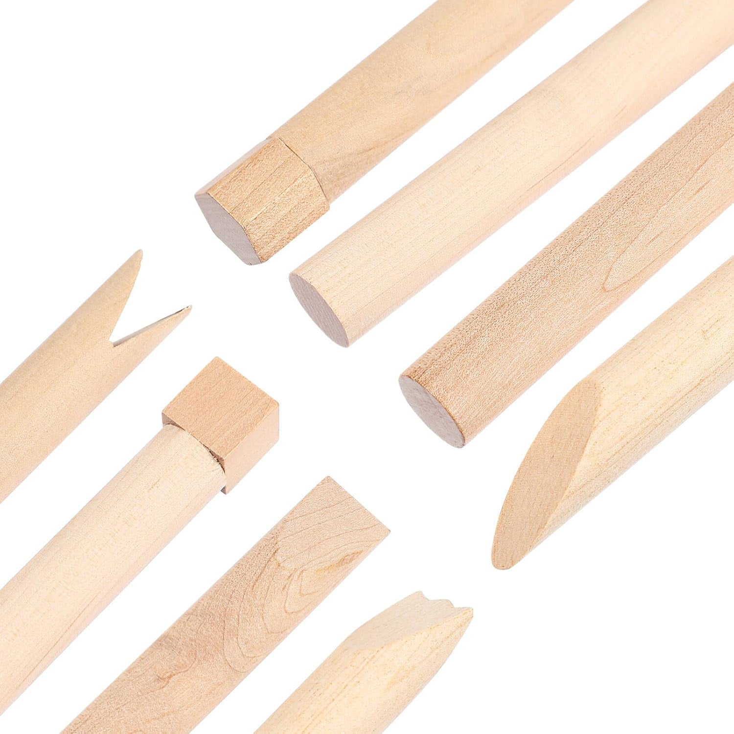 ABCISI Wooden Clay Tools, Kids Wood Stamps Hand Rollers Plasticine Molding Tools Set, Pottery Molding Clay Sculpting Accessories for Art DIY Crafts Activities, 12pcs