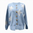thumbnail image 4 of Towmus Women's Sweaters Cropped Cardigan Tops Sweaters Artistic Floral Print Cable Knit Sweater Outwear, 4 of 4