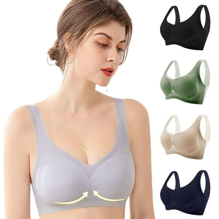 

Mlqidk Bras for Women Plus Size Plus Size Ice Silk Bra Seamless with Removable Pads Mint Green XXXL