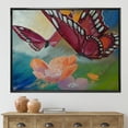 thumbnail image 2 of Designart 'Butterflies On Pink Flowers' Traditional Framed Canvas Wall Art Print, 2 of 5