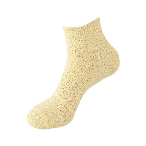 CIENVNSTG Womens Fuzzy Cozy Slipper Socks Warm Fluffy Winter Cozy Thick Plush Slipper Home Sleeping Comfy Crew Plush Socks Yellow