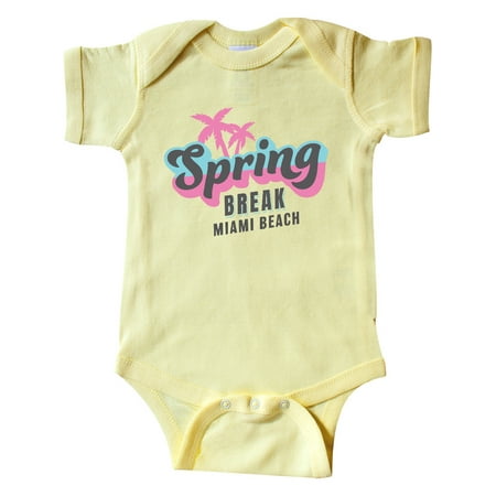 

Inktastic Spring Break Retro with Palm Trees Miami Beach Gift Baby Boy or Baby Girl Bodysuit