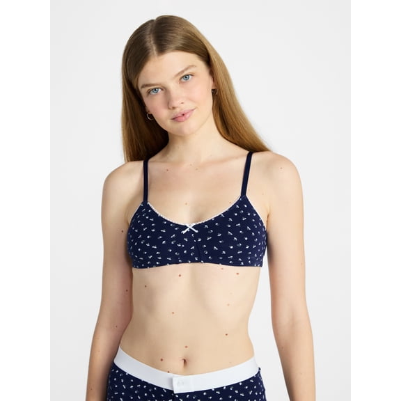 No Boundries Women's Cotton Jersey Triangle Bralette, Sizes XS-XXX