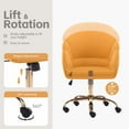 thumbnail image 4 of Velvet Home Office Desk Chair with Gold Wheels, Cute Vanity Chair, Modern Swivel Desk Chair with Back, Upholstered Tufted Computer Task Chair, Height Adjustable Makeup Chair, Mustard, 4 of 14