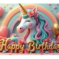 thumbnail image 3 of Yatrandify Colorful Unicorn Happy Birthday Banner Flowers Pastel Hearts for Kids Party Celebration Decoration, 3 of 7