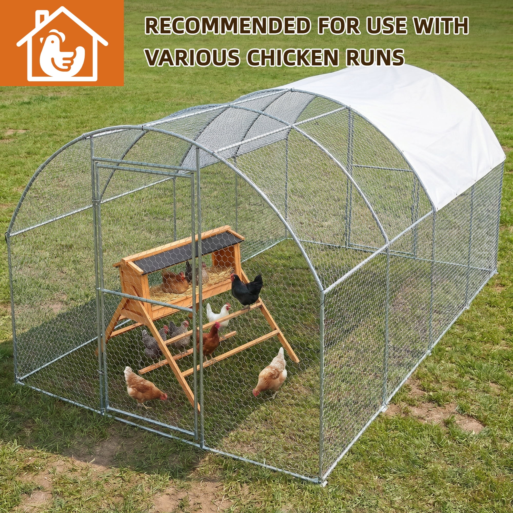 Wooden Chicken Nesting Box with Asphalt Roof, Perch and Swing, Waterproof Poultry Nesting House for Chicken Coop