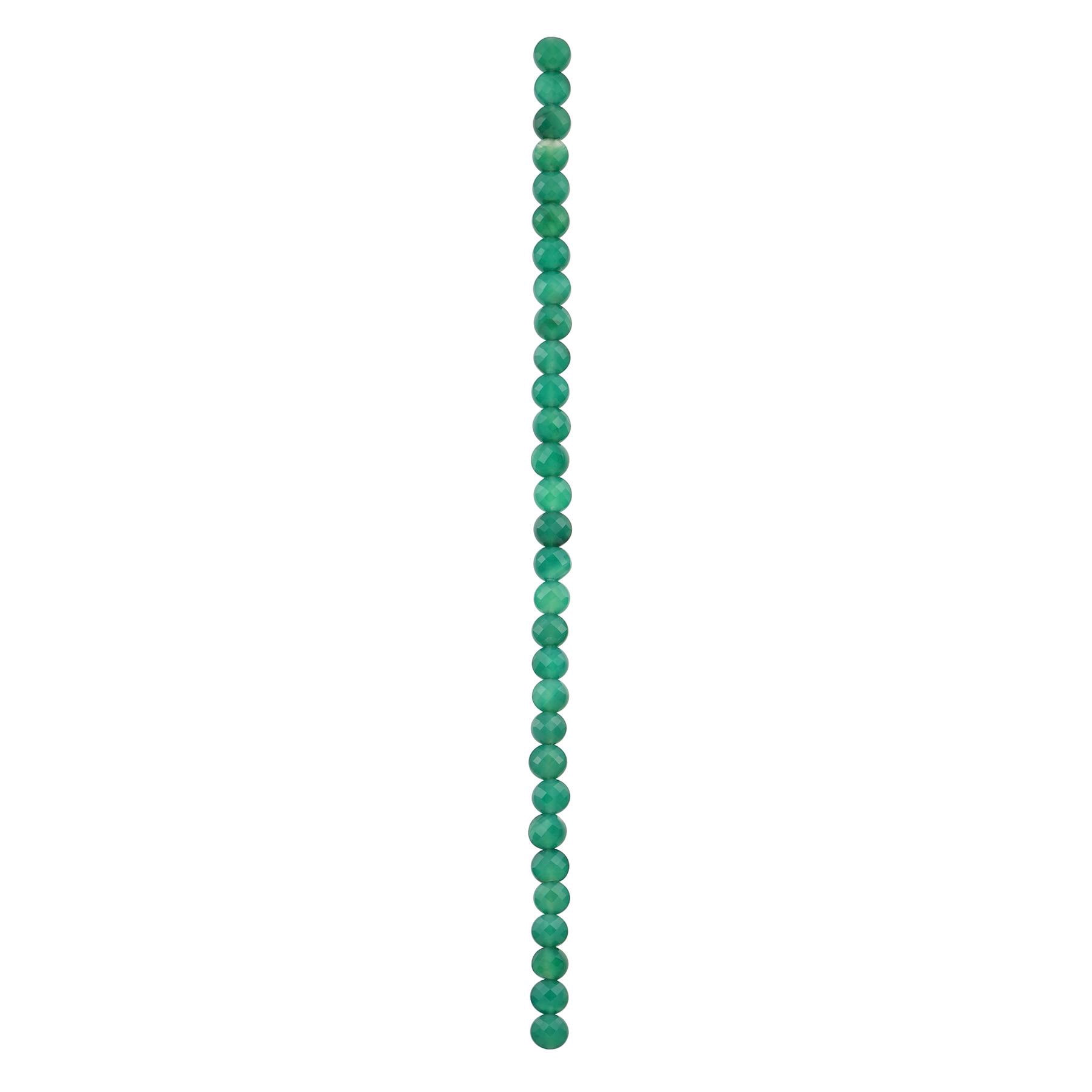 Bead Landing Green Faceted Agate Coin Beads, 6mm, 12 Pack