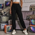 thumbnail image 4 of Women'S Casual High Waist Sports Pants Elastic Nine-Point Pants Black S, 4 of 9