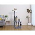 thumbnail image 4 of Vibrant Life 47" Minimalist Cat Tree with Condo, Perch, Jute Scratching Posts and Massager, Gray, 4 of 9