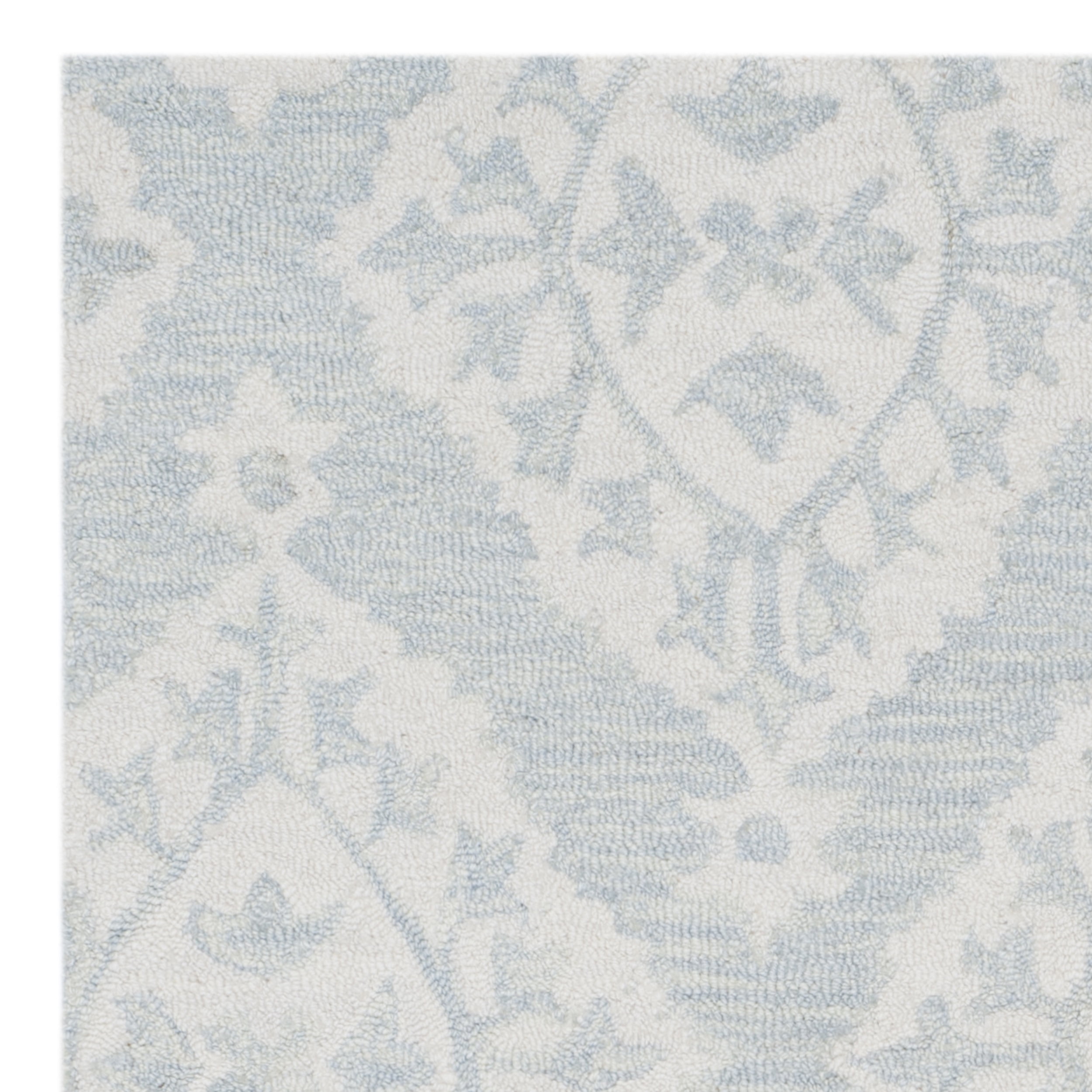 SAFAVIEH Micro-Loop Linton Damask Trellis Wool Area Rug, Light Blue, 2'6" x 4'