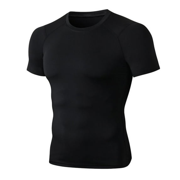 Men PRO Fitness Short-sleeved Sportswear Running Training Blouse High-elastic Sweating Quick-drying T-shirt,Black