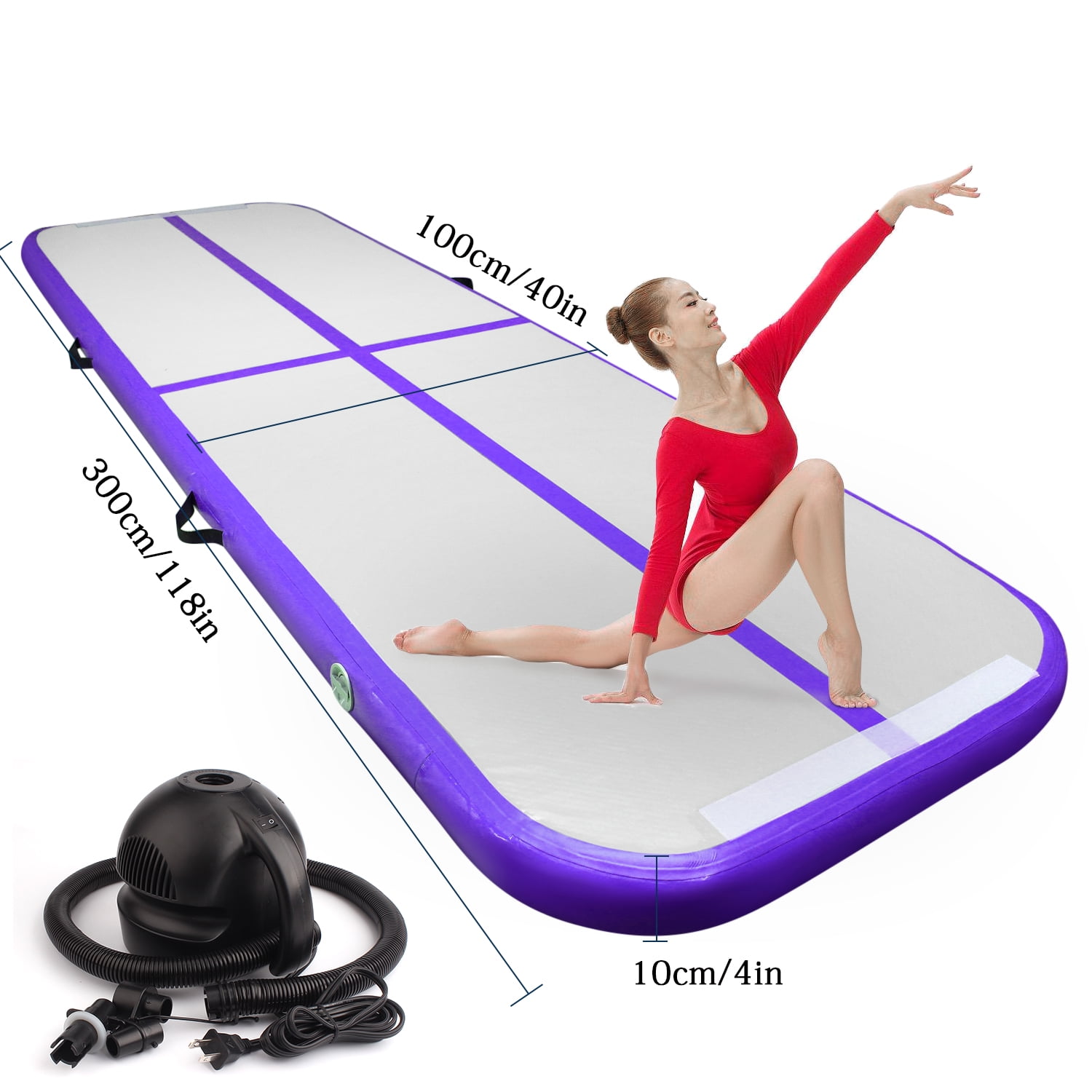 Blue, 10x 3.3x 8 Beach Inflatable Gymnastic Mat Air Track Tumbling Mat with Pump Air Floor Practice Gymnastics Cheerleading Tumbling Martial Arts for Home Use Park and Water 