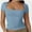 Light blue, variant on Women Square Neck Crop Top Short Sleeve T Shirts Slim Fitted Tops Cute Summer Basic Tees Trendy
