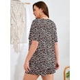 thumbnail image 7 of SHOWMALL Cute Plus Size Outfits Women's Summer Two Piece Shorts Set Trendy Loungewear Fancy Peachy Leopard Print 3X, 7 of 7