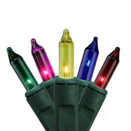 Set of 50 Shimmering Multi Mini Christmas Lights - Green ...