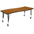 thumbnail image 2 of Emma + Oliver Mobile 26"W x 60"L Wave Flexible Collaborative Oak Kids Adjustable Activity Table, 2 of 11