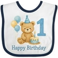 thumbnail image 3 of Inktastic 1st Birthday Bear with Cake and Balloons Boys or Girls Baby Bib, 3 of 4