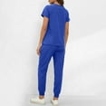 thumbnail image 6 of Busydd Women Scrubs Sets with Pockets Trendy 2 Piece Solid Color Scrubs for Women V Neck Short Sleeve Tops and Elastic Bottom Pants Scrub Set, 6 of 9