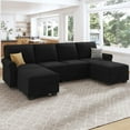 thumbnail image 2 of "Honbay Unisex 102.4"" Black Sectional Sofa with Armrests and Chaise, 100% Polyester", 2 of 8