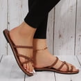 thumbnail image 4 of Summer Sandals For Women Casual Versatile Plus Size Solid Color Pearl Round Toe Open Toe Flat Weave Summer Indoor And Outdoor Beach Essentials Sandals for Women (Foundations), 4 of 8