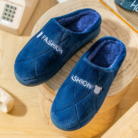 

Aayomet Women s Slippers Women s Comfortable House Slippers with Memory Foam Soft Knitted Bedroom Shoes with Warm Plush Lining Navy 8.5