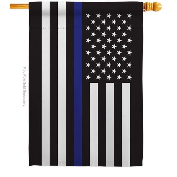 Americana Home & Garden H140914-BO 28 x 40 in. Thin Blue Line House Flag with Armed Forces Service Double-Sided Decorative Horizontal Flags Decoration Banner Garden Yard Gift