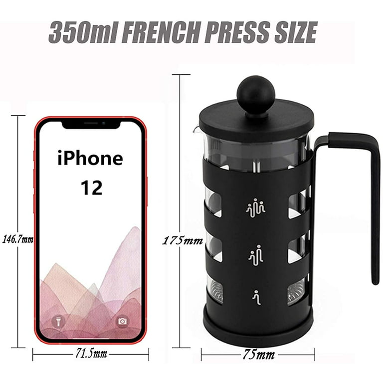 I0I&I0I Mini French Press for 12oz Small French Press Coffee Maker Black 