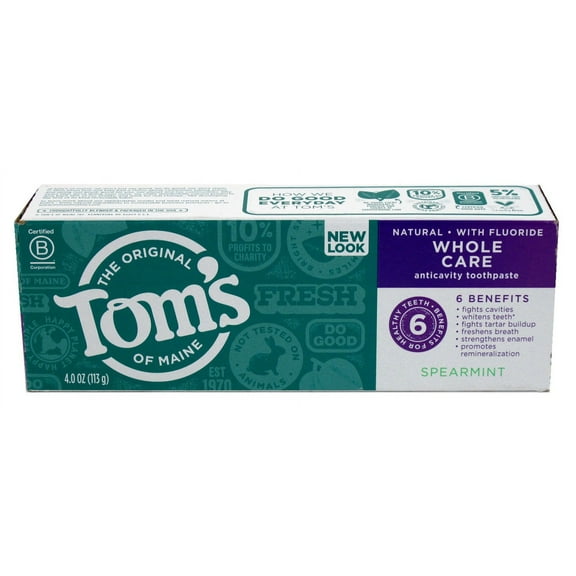 Toms Nat Toothpaste Whole Care Spearmint 4oz (Pack of 3)