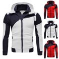 thumbnail image 3 of Quinlirra Mens Winter Jacket without Hood Men's Fashion Casual Color Blocking Design Zipper Pocket Long Sleeved Hooded Casual Jacket, 3 of 3
