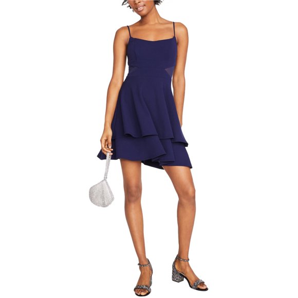 Vestido ajustado y acampanado Bee Darlin con inserción de malla para mujer azul 13/14