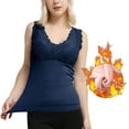 thumbnail image 3 of QHFBli Women's Sherpa Lined Lounge Warm Top Women's Sleeveless Thermal Shirt with Built In Bra V Neck Lined Underwear Top for Cold, 3 of 9