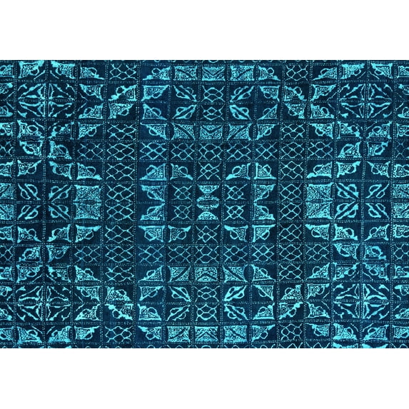 Ahgly Company Indoor Rectangle Abstract Turquoise Blue Modern Area Rugs, 8' x 10'