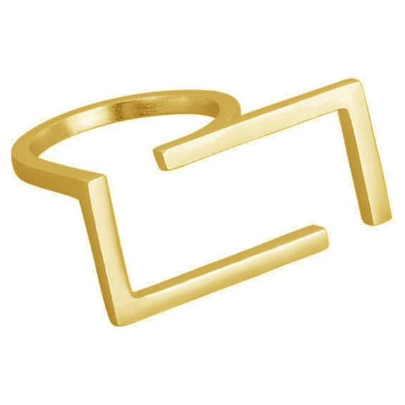 Gold Rectangle Open Band Ring for Women Geometrical Statement Adjustable Expandable Finger Rings