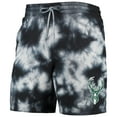 thumbnail image 2 of Men's New Era Black Milwaukee Bucks Fleece Tie-Dye Shorts, 2 of 3