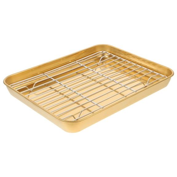 Masteelf Stainless Steel Drain Pan Oven Tray Induction Roaster Baking Dish Golden
