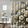 thumbnail image 2 of WERPE White Lily Abstract Floral Print Chic Modern Bathroom Decor Waterproof Shower Curtain Multiple Sizes White, 2 of 7