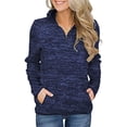 thumbnail image 1 of Coloody Chandails Henley à Fermeture Éclair à Manches Longues pour Femmes, Coupe Ample Décontractée, Tunique à Enfiler avec Poches, 1 of 3