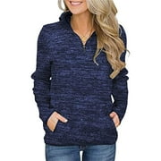 Coloody Womens Long Sleeve Zip Henley Sweatshirts Casual Loose Fit Pullover Tunic Tops with Pockets