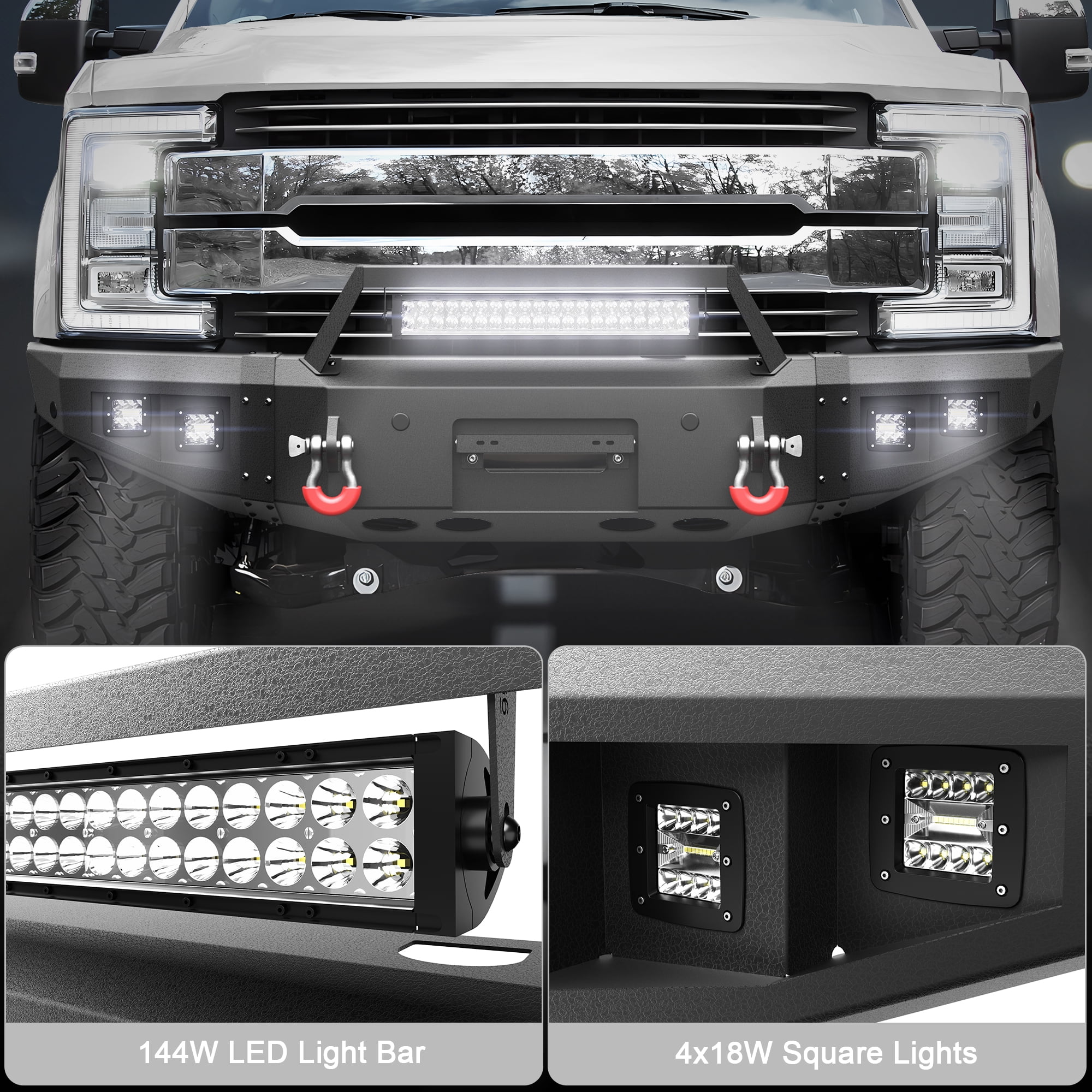 POFENZE F250 Front Bumper Compatible with 2017-2022 Ford F250/F350/F450 Pickup