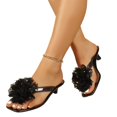 thumbnail image 6 of Willtoo Willtoo Jelly Sandals for Women Flower Decor Kitten Heel Clear Thong Sandals Square Open Toe Flip Flops Shoes, 6 of 6