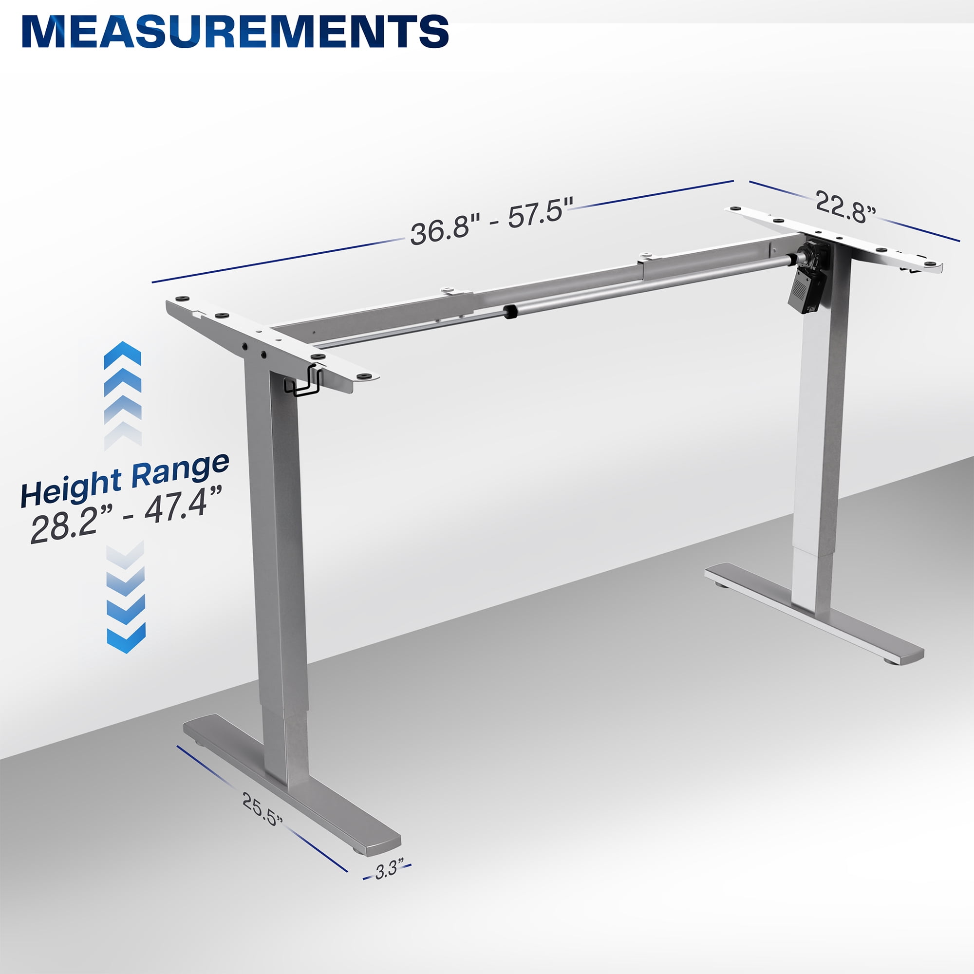 VIVO Gray Electric Stand Up Desk Frame, Single Motor Standing Adjustable Base