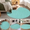 thumbnail image 6 of Round Rugs 5 Ft, Turquoise Burlap Texture Non Slip Area Rugs for Kitchen Bedroom Entryway, Farmhouse Vintage Aqua Washable Carpet Runner Rug Floor Mats for Bedroom Home Decor, 6 of 9