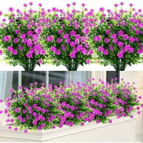 6 Bundles Artificial Flowers Fake Boxwood Shrubs UV Resistant No Fade Faux Greenery Faux Plastic Lotus for Home Garden Hanging Planter Indoor Porch Patio Office Wedding Decoration (Magenta)